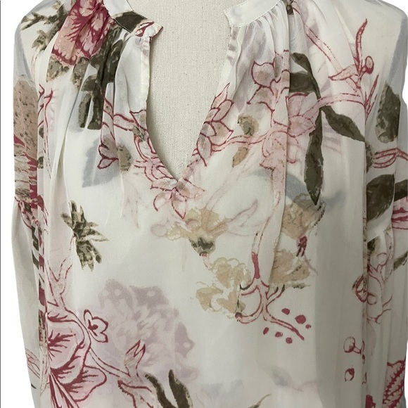 Lucky brand womens long sleeve printed peasant top ruffle details size Medium - Picture 5 of 14